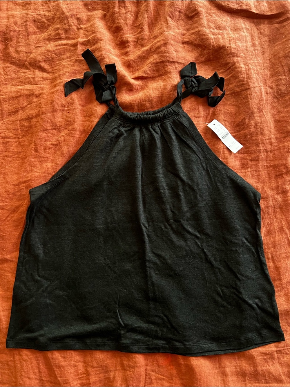 J. Crew Linen Tee Black Tie-Shoulder Halter Tank | Size M